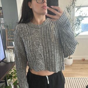 Free People Gray Crew Neck Sweater